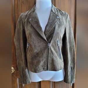 BLANK NYC Sz M Green Leather Jacket with inside pocket P2P 18 L 21